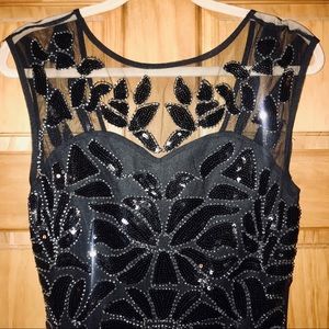 Long Black Sequence Flowy Dress